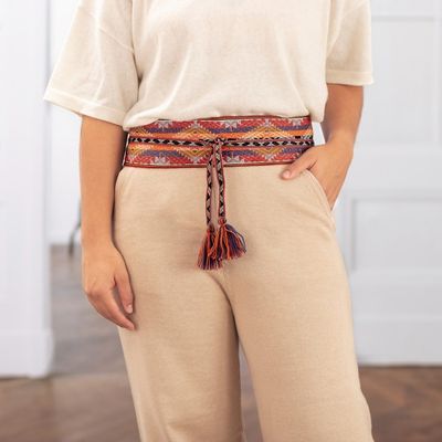 Alternate image for Handwoven Geometric-Patterned Cotton Wrap Belt Suyo