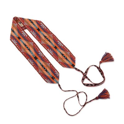 Alternate image for Handwoven Geometric-Patterned Cotton Wrap Belt Suyo