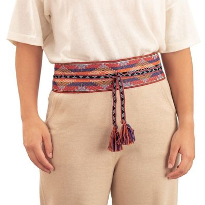 Alternate image for Handwoven Geometric-Patterned Cotton Wrap Belt Suyo