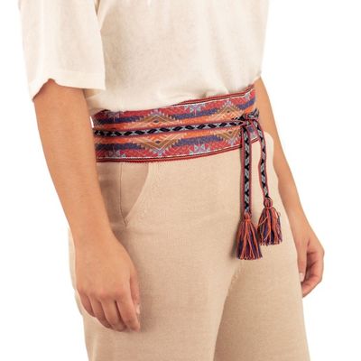 Alternate image for Handwoven Geometric-Patterned Cotton Wrap Belt Suyo