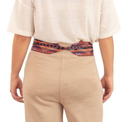 Alternate image for Handwoven Geometric-Patterned Cotton Wrap Belt Suyo
