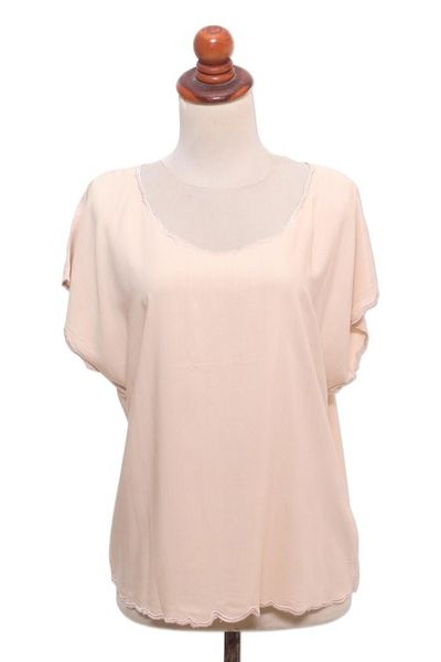 Alternate image for Ivory Short-Sleeved Rayon Blouse Timeless Tee in Ivory