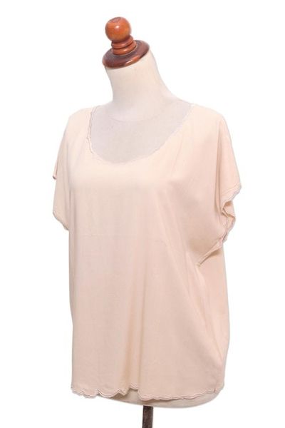 Alternate image for Ivory Short-Sleeved Rayon Blouse Timeless Tee in Ivory