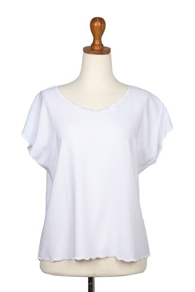 Alternate image for Embroidered Rayon Blouse from Bali Timeless in White