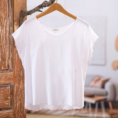 Alternate image for Embroidered Rayon Blouse from Bali Timeless in White