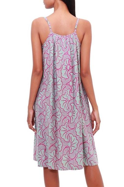 Alternate image for Batik Rayon Sundress in Green and Magenta from Bali Gingko Leaf