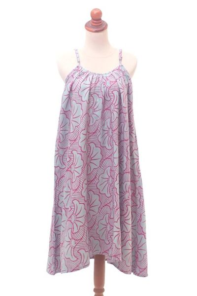 Alternate image for Batik Rayon Sundress in Green and Magenta from Bali Gingko Leaf