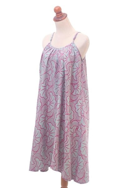 Alternate image for Batik Rayon Sundress in Green and Magenta from Bali Gingko Leaf
