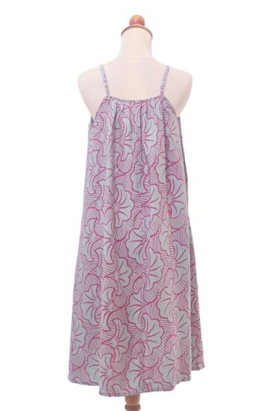 Alternate image for Batik Rayon Sundress in Green and Magenta from Bali Gingko Leaf