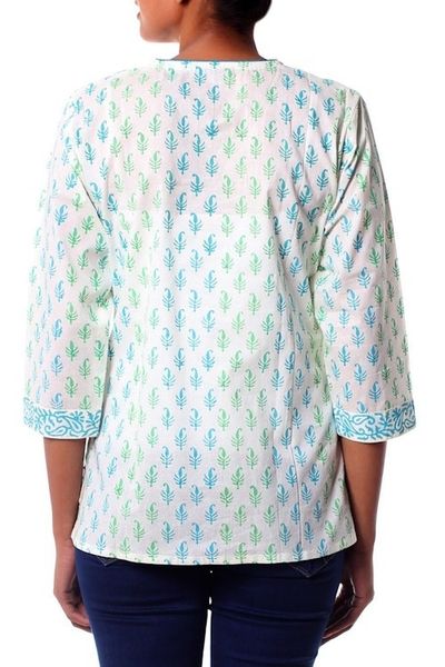 Alternate image for Womens Indian Paisley Cotton Patterned Tunic Top Jaipur Fantasy