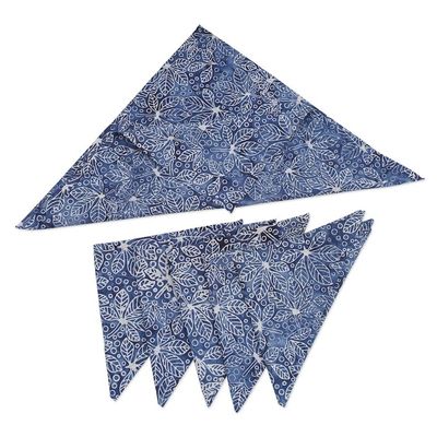 Alternate image for Leafy-Patterned 6-Piece Midnight Blue 100 Cotton Napkin Set Midnight Banquet