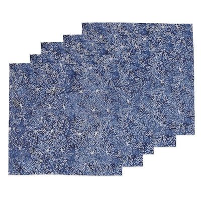 Alternate image for Leafy-Patterned 6-Piece Midnight Blue 100 Cotton Napkin Set Midnight Banquet