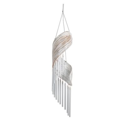 Alternate image for Distressed White Coconut Fiber and Aluminum Pipe Wind Chime Wind Melody