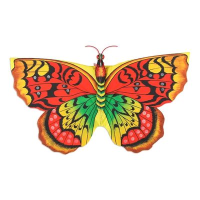 Alternate image for Hand-Painted Nylon and Bamboo Vibrant Butterfly Kite Autumnal Butterfly