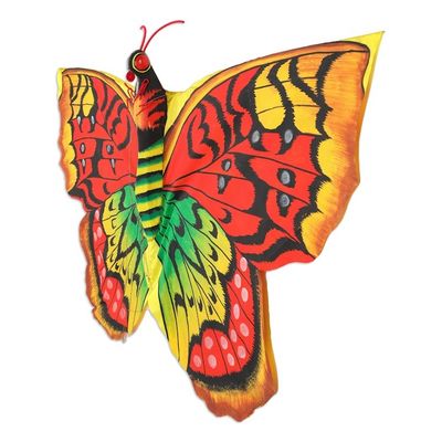 Alternate image for Hand-Painted Nylon and Bamboo Vibrant Butterfly Kite Autumnal Butterfly
