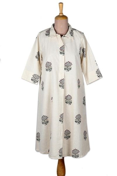 Alternate image for Hand Block-Printed Cotton Shift Dress A Stitch in Time