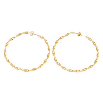 Alternate image for High-Polished 18k Gold-Plated Brass Half-Hoop Earrings Triumph Ribbons