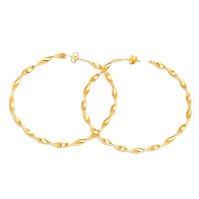 Alternate image for High-Polished 18k Gold-Plated Brass Half-Hoop Earrings Triumph Ribbons