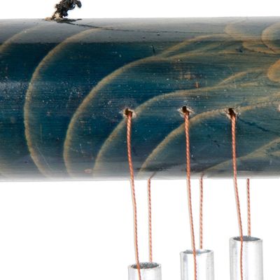 Alternate image for Bamboo Wind Chime in Blue with Nine Aluminum Pipes from Bali Early Morning Song in Blue