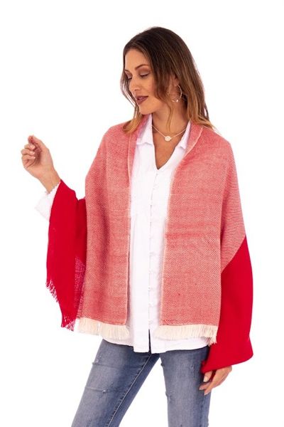 Alternate image for Woven Baby Alpaca Capelet Bold Red