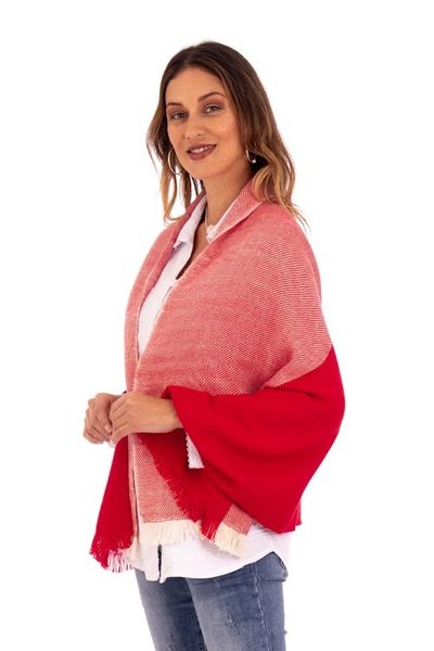 Alternate image for Woven Baby Alpaca Capelet Bold Red