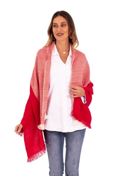 Alternate image for Woven Baby Alpaca Capelet Bold Red