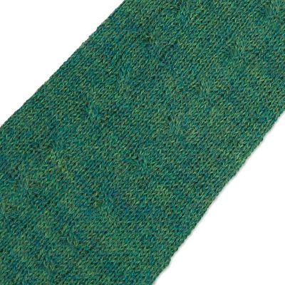 Alternate image for Green 100 Baby Alpaca Cable Knit Fingerless Mitts Luscious Twist in Emerald