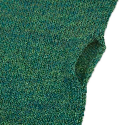 Alternate image for Green 100 Baby Alpaca Cable Knit Fingerless Mitts Luscious Twist in Emerald