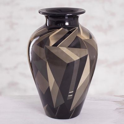 Alternate image for Ceramic Vase Cuzco Painted Folk Art Sepia Women