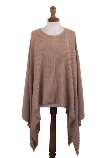 Alternate image for Organic Pima Cotton Knitted Poncho in Peach from Peru Pintu Spring in Peach