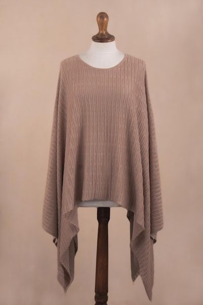 Alternate image for Organic Pima Cotton Knitted Poncho in Peach from Peru Pintu Spring in Peach
