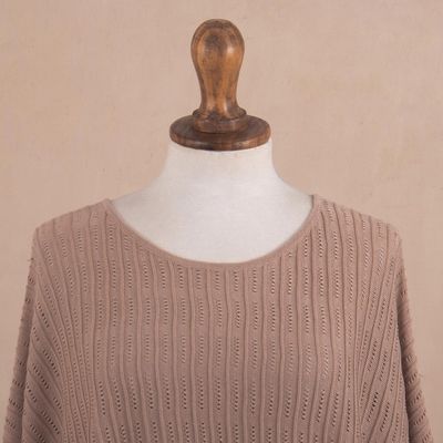 Alternate image for Organic Pima Cotton Knitted Poncho in Peach from Peru Pintu Spring in Peach