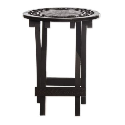 Alternate image for Collectible Mahogany Leather Folding Accent Table Garland