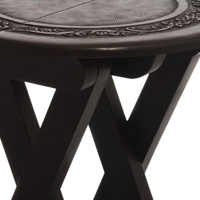 Alternate image for Collectible Mahogany Leather Folding Accent Table Garland