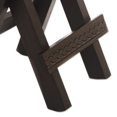 Alternate image for Collectible Mahogany Leather Folding Accent Table Garland