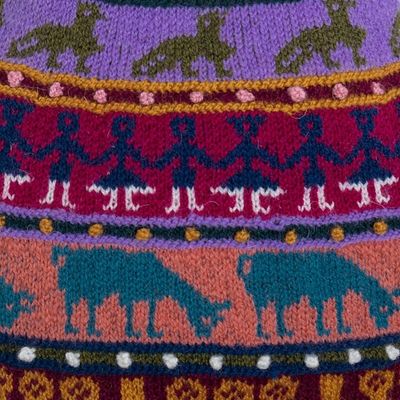 Alternate image for Multicolored Hand Knit Wool Hat Qanchi Dance