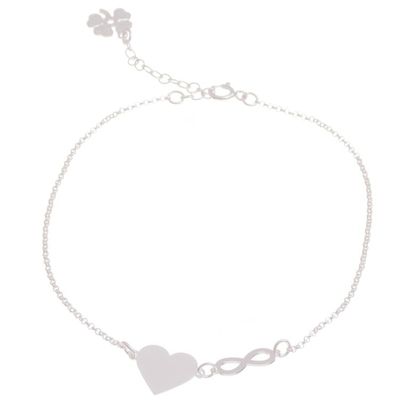Alternate image for Sterling Silver Infinity Heart Anklet from Peru Love Infinite