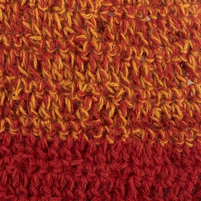 Alternate image for Crocheted Fringed 100 Alpaca Scarf from Peru Winter Fire