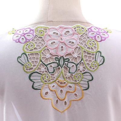 Alternate image for Floral Embroidered Rayon Blouse in White from Bali Flower Colors in White