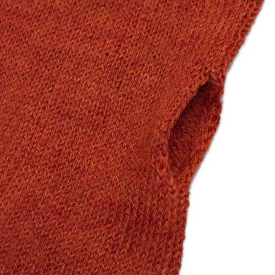 Alternate image for 100 Baby Alpaca Orange Knit Fingerless Mitts From Peru Luscious Twist in Orange