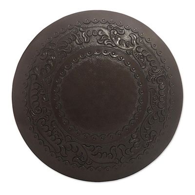 Alternate image for Fair Trade Cedar Wood Leather Brown Stool Colonial Guard