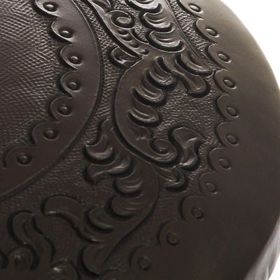 Alternate image for Fair Trade Cedar Wood Leather Brown Stool Colonial Guard