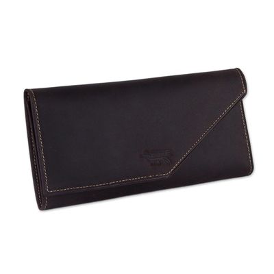 Alternate image for Handcrafted Leather Wallet in Solid Chocolate from Peru Chocolate Style