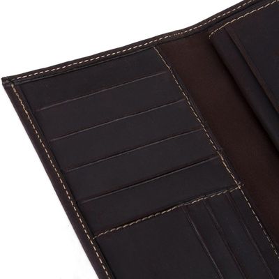 Alternate image for Handcrafted Leather Wallet in Solid Chocolate from Peru Chocolate Style