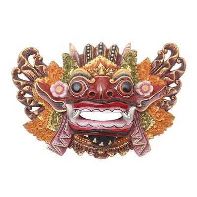 Alternate image for Balinese Handpainted Good vs Evil Wood Dance Mask Barong Dance