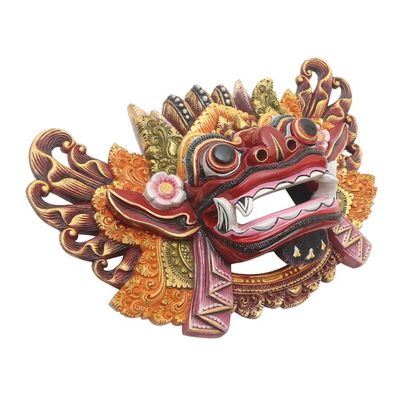 Alternate image for Balinese Handpainted Good vs Evil Wood Dance Mask Barong Dance
