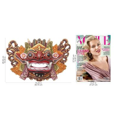 Alternate image for Balinese Handpainted Good vs Evil Wood Dance Mask Barong Dance