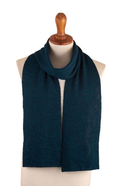 Alternate image for Knit Reversible Baby Alpaca Scarf in Indigo and Peacock Peacock Trends