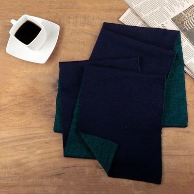 Alternate image for Knit Reversible Baby Alpaca Scarf in Indigo and Peacock Peacock Trends