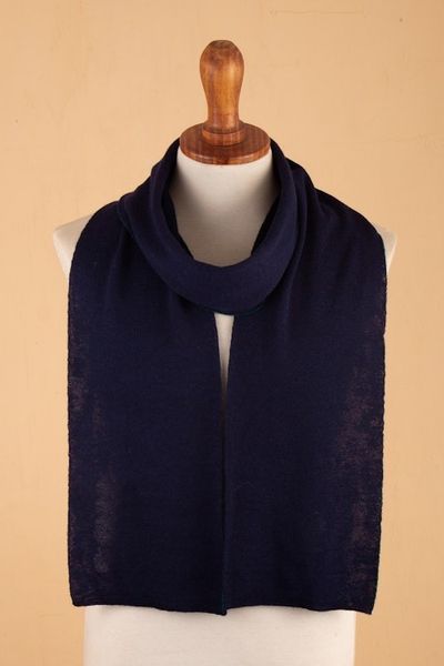 Alternate image for Knit Reversible Baby Alpaca Scarf in Indigo and Peacock Peacock Trends